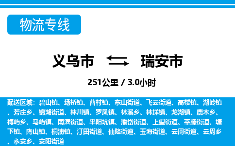 義烏市到瑞安市物流專(zhuān)線(xiàn)-義烏市至瑞安市貨運(yùn)公司