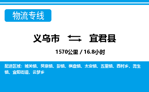 義烏市到宜君縣物流專線-義烏市至宜君縣貨運公司