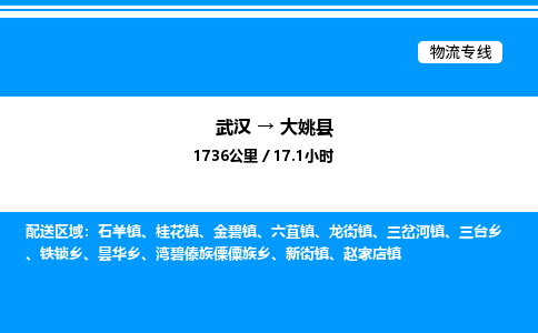 武漢到大姚縣物流專(zhuān)線(xiàn)-武漢至大姚縣貨運(yùn)公司